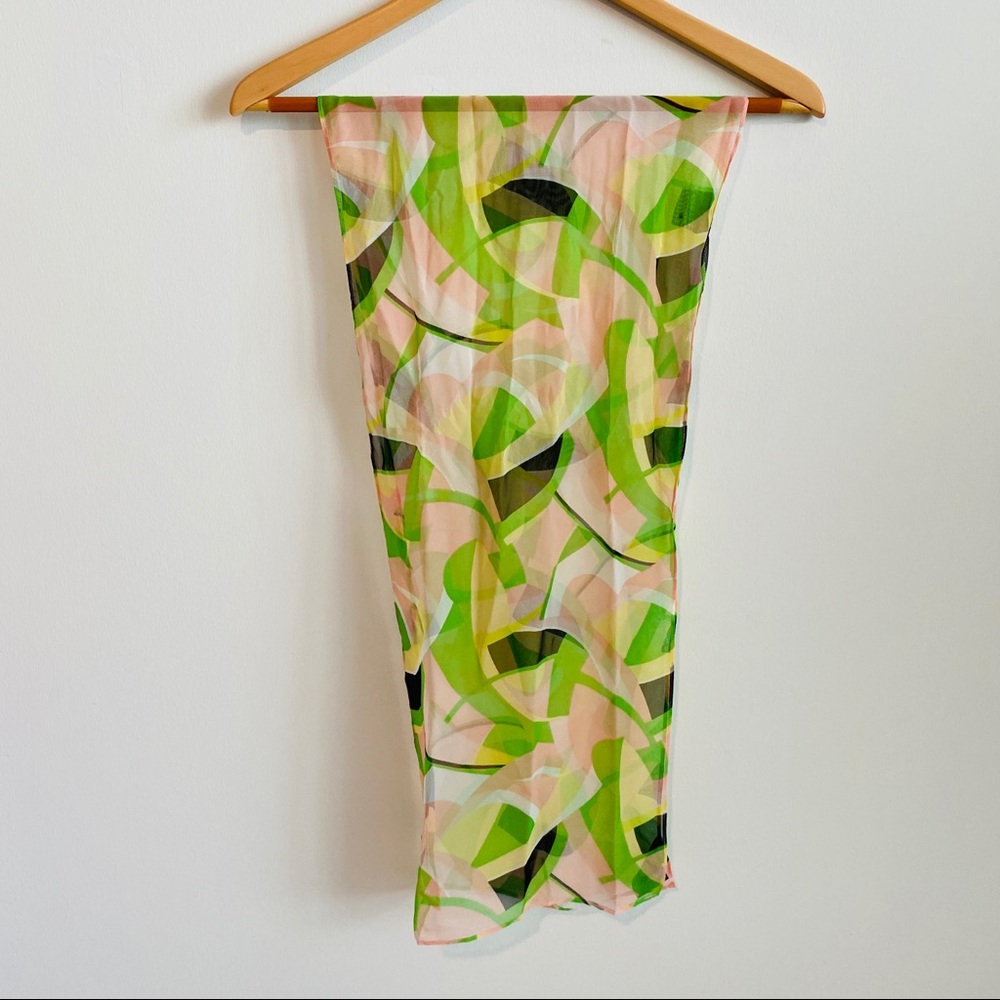 Vintage Sheer Multicolor Abstract Print Versatile Wear Scarf - Picture 11 of 15